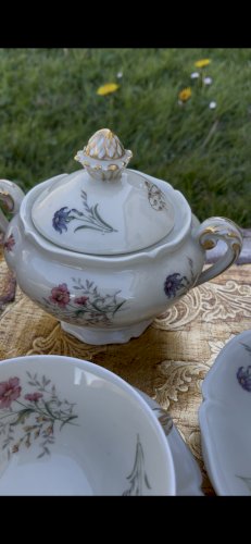 Service à thé café vintage Limoges France – 6 personnes – L’Art de la Table Marseille – Porcelaine fleurie – 15 pièces