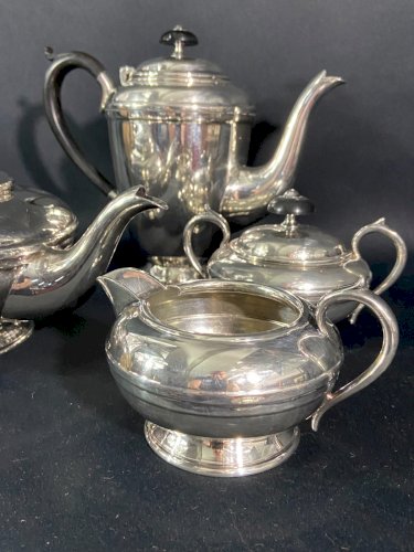 Service à thé et café en métal argenté anglais Sheffield Théière cafetière...