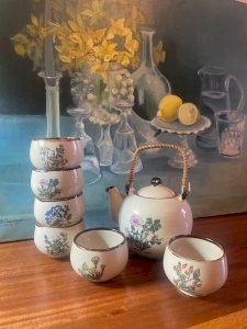 Service à thé Japonais en grès vintage