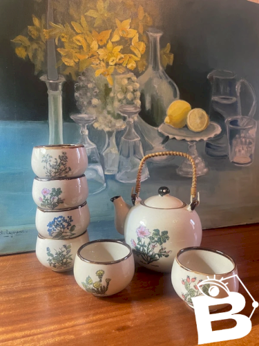 Service à thé Japonais en grès vintage