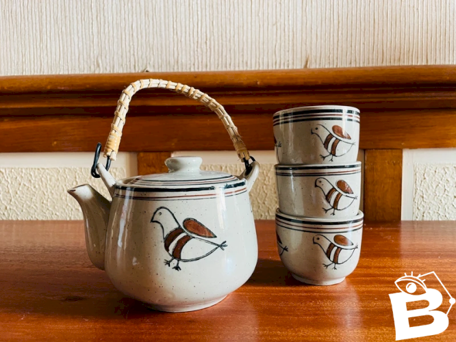 Service à thé vintage en grès