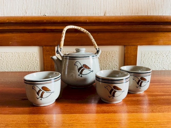 Service à thé vintage en grès