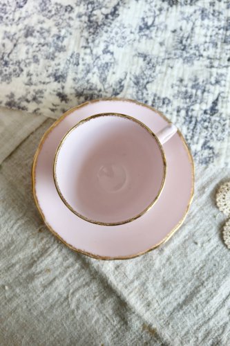Service à thé vintage rose 6 personnes porcelaine anglaise