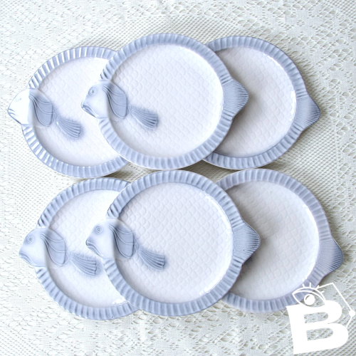 Service ancien en barbotine poisson signé West Germany Staffel