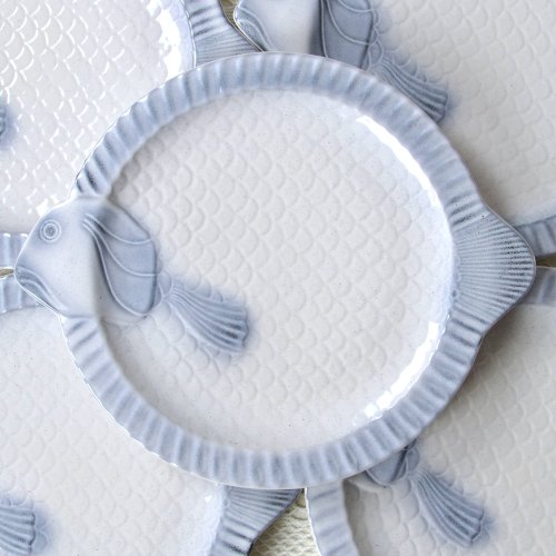 Service ancien en barbotine poisson signé West Germany Staffel