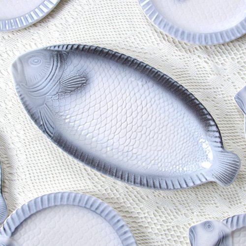 Service ancien en barbotine poisson signé West Germany Staffel