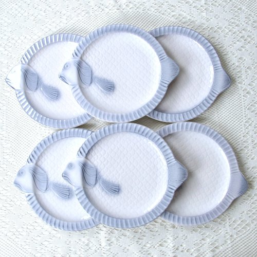 Service ancien en barbotine poisson signé West Germany Staffel