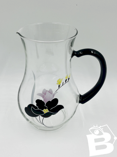 Service carafe et verres vintage décor floral