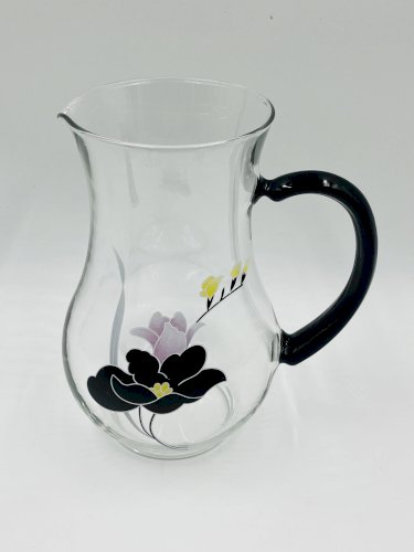 Service carafe et verres vintage décor floral