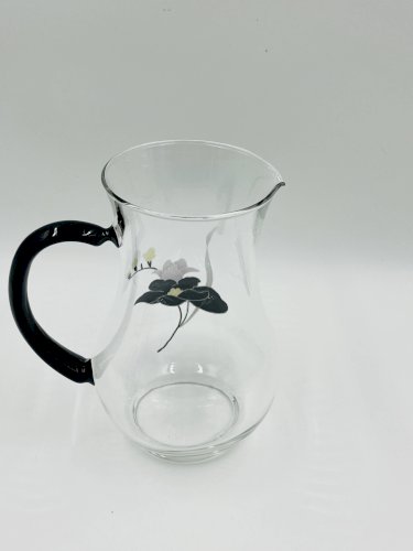 Service carafe et verres vintage décor floral