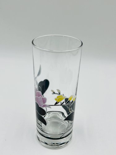 Service carafe et verres vintage décor floral