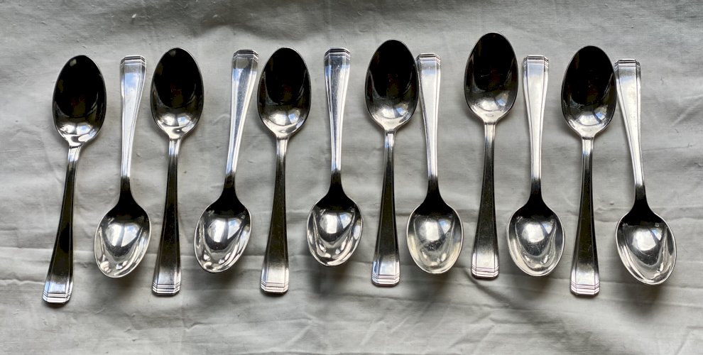Service de 12 Petites CUILLÈRES Métal Argenté ART DÉCO Argental 
