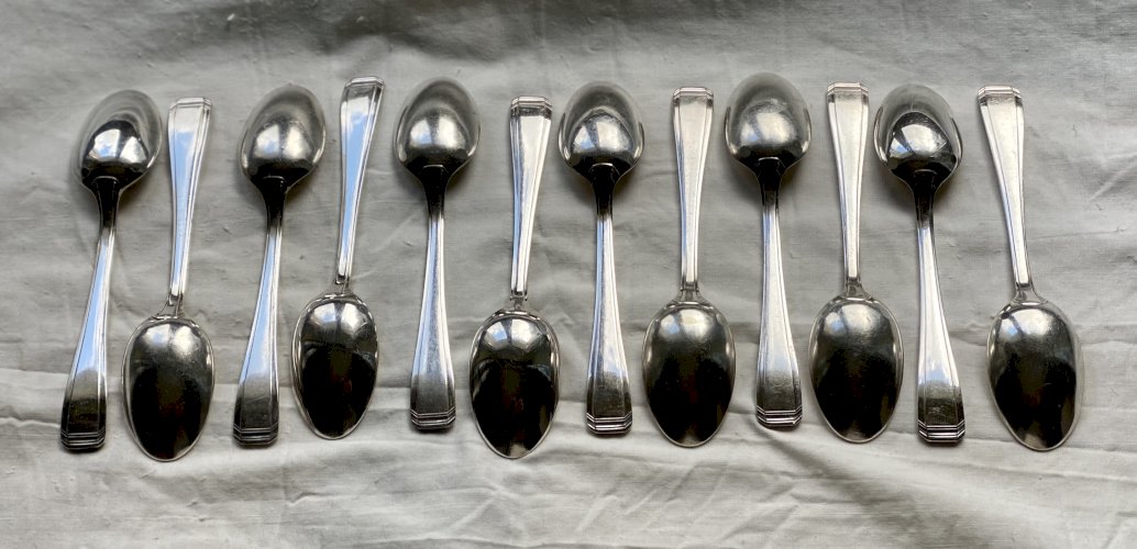 Service de 12 Petites CUILLÈRES Métal Argenté ART DÉCO Argental 