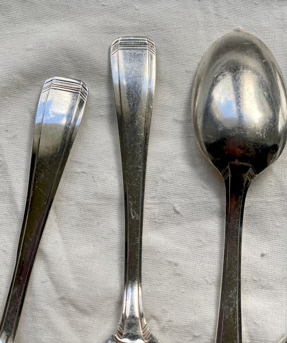 Service de 12 Petites CUILLÈRES Métal Argenté ART DÉCO Argental 