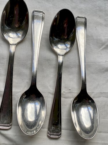 Service de 12 Petites CUILLÈRES Métal Argenté ART DÉCO Argental 