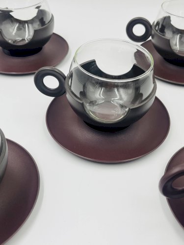 Service de 5 Tasses Pop à Anses Donut – Design Hollandais – 1970