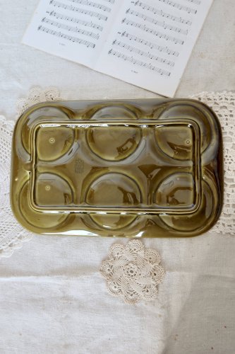 Service de table à artichauts barbotine Gien années 1960 7 pièces