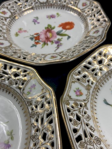 Service dessert porcelaine ajourée style Meissen Dresde Carl Thieme Postschappel