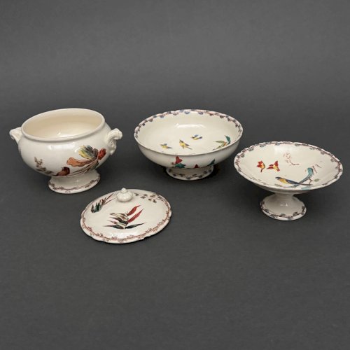 Service dinette 19 pièces Choisy-le-Roi décor d'oiseau et naturaliste M3981