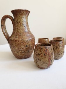 Handcrafted pyrite stoneware service