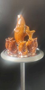 "Fish" Service Amber Ceramic Vintage USSR Era