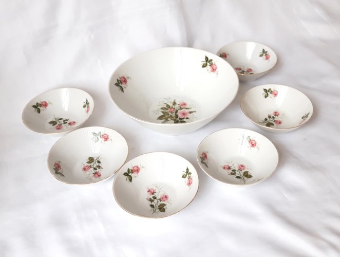 Service saladier 6 ramequins porcelaine de Bavière 