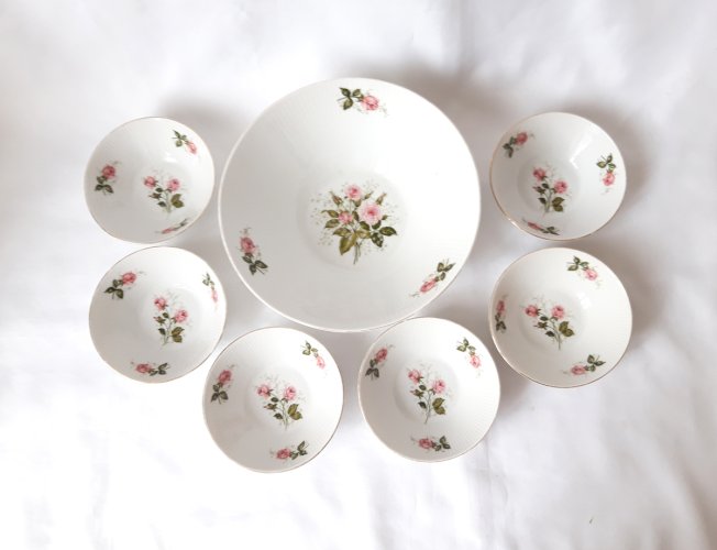 Service saladier 6 ramequins porcelaine de Bavière 