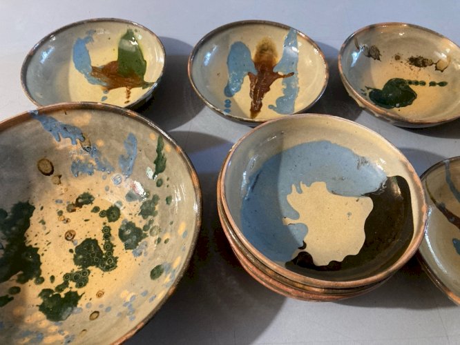 Service Terre Cuite Vallauris Foucard Jourdan Abstrait Ceramique Saladier Soupe