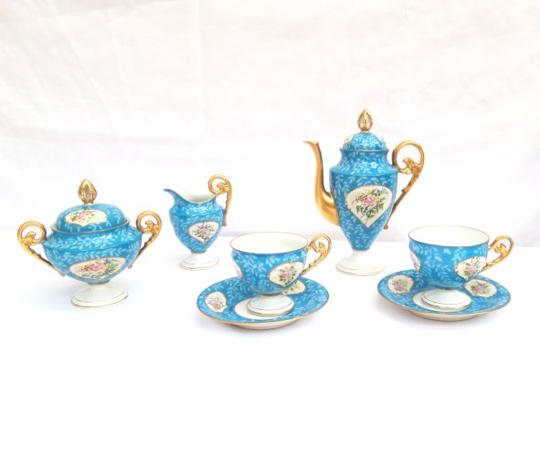 Service tête à tête porcelaine baroque style Victorien