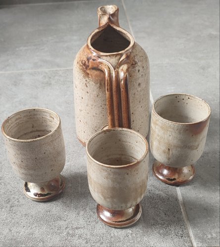 Service Trio en grès pyrité Puisaye Jean-Pierre Prud'homme.