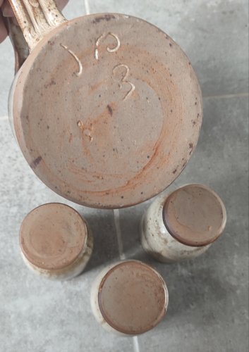 Service Trio en grès pyrité Puisaye Jean-Pierre Prud'homme.