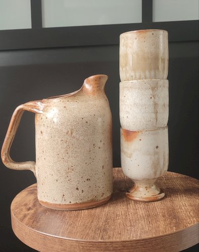 Service Trio en grès pyrité Puisaye Jean-Pierre Prud'homme.