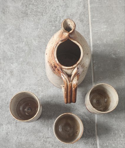 Service Trio en grès pyrité Puisaye Jean-Pierre Prud'homme.