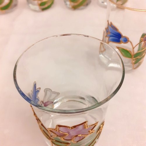 Service verrerie orangeade, apéritif, Paul Nagel Tiffany Reine Allemagne ref946