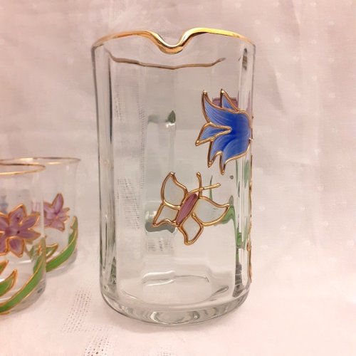 Service verrerie orangeade, apéritif, Paul Nagel Tiffany Reine Allemagne ref946