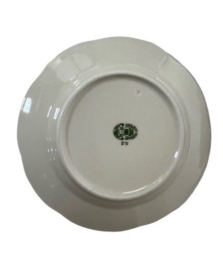 Service Zsolnay 12 assiettes dessert + 2 plats porcelaine fleurs papillons