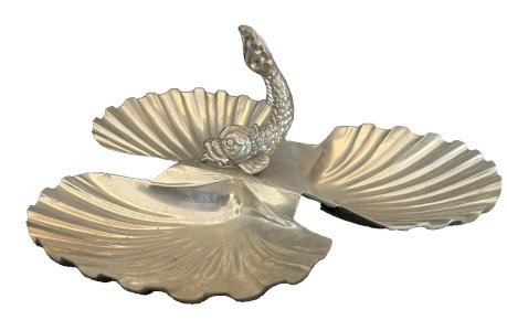 serviteur à 3 compartiments en étain fin Normand J.N. prise poisson