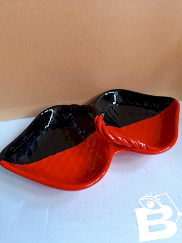 serviteur double coupelle typique vallauris annee 50-60 en bon etat ( made in chiner)