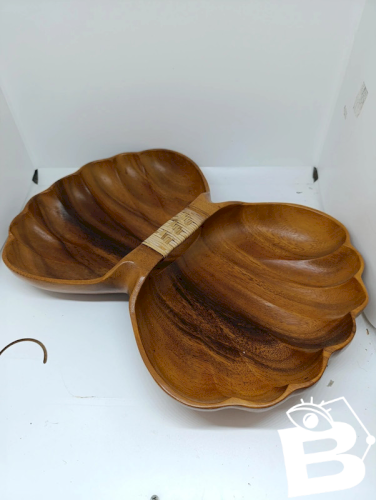 serviteur en bois vintage à deux compartiments en bon etat