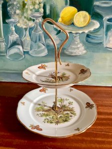 Serviteur en porcelaine thème Chasse vintage
