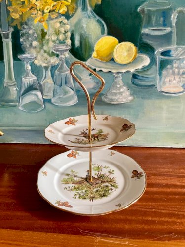 Serviteur en porcelaine thème Chasse vintage