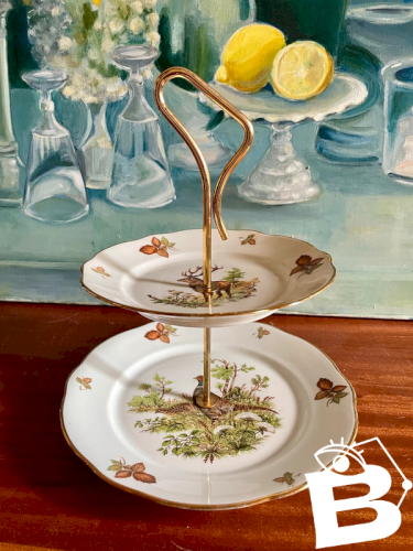 Serviteur en porcelaine thème Chasse vintage