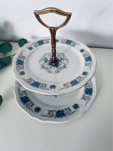 Vintage Silent Servant in Orchies Faience Moulin des Loups - Blue Roses