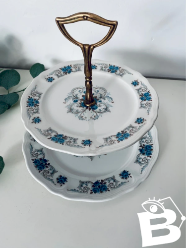 Serviteur muet Vintage en Faïence Orchies Moulin des Loups - Roses Bleues