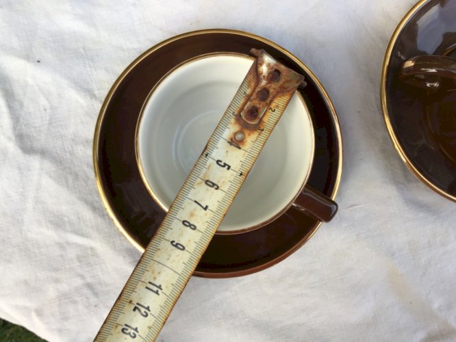 Set 2 tasses à café + soucoupes bistrot marron  ø 8 cm Yves DESHOULIERES NESCAFE