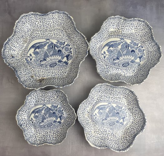 Set 4 plats début XXe WILLIAM ADAMS décor oiseaux chinois chinese bird de 1780