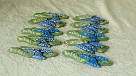 SET OF 10 GLAZED CERAMIC KNIFE HOLDERS LAVENDER BOUQUET*