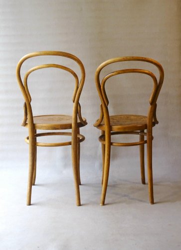 Set de 2 chaises bistrot assise bois , vers 1925, no Thonet
