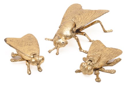 Set of 3 golden ashtrays