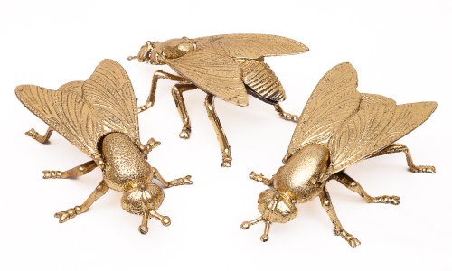 Set of 3 golden fly ashtrays
